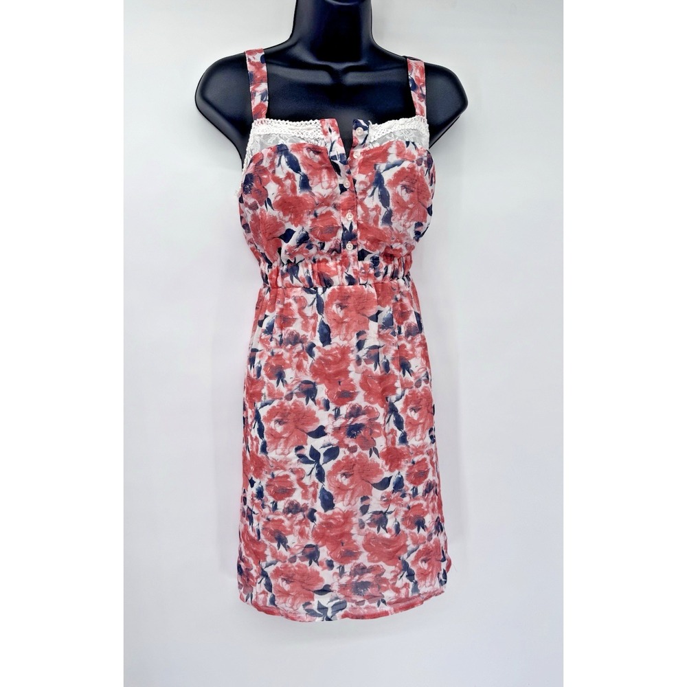Mudd Sleeveless Floral Dress Y2K country cottage garden party M button up lace